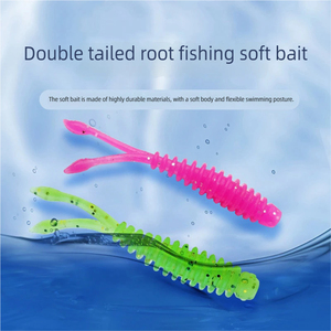 Señuelo de pesca de cola doble con raíz, de material TPE, 0.27g de peso, 3.5cm, gusano blando roscado flotante para carpa - Product Image 5