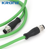 Câble de connexion KRONZ M12 pré-assemblé, mâle-mâle, droit, blindé, 4/8 broches, codage A/D/X, Ethernet, IP67, connecteur à vis