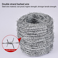 Fil de fer barbelé galvanisé simple en rouleaux pour clôture électrique, diamètre 2,5 mm, espacement des barbelés 5 pouces, double brin, vente en gros