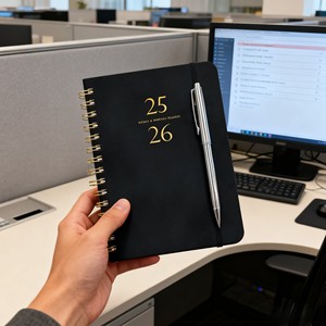 Agenda Diaria Personalizable 2025, Tapa Dura, A5, Cuaderno de Planificación Semanal con Correa de Cuero y Espiral - Product Image 3