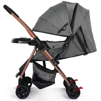 Poussette bébé réversible pliable avec dossier réglable, position assise et allongée, grand espace, pour nouveau-né, 4 roues, capote et plateau sécurisés - Vente en gros