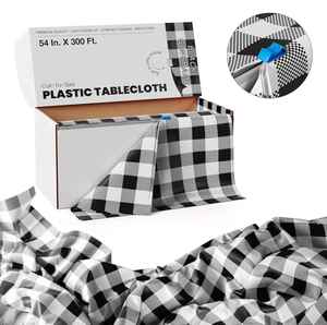 Factory Custom 54 in X 108Ft Waterproof Tablecloth 54" X 300Ft Rectangle <b>Disposable</b> Plastic <b>Table</b> <b>Cloth</b> Roll With Cutter Box - Product Image 1