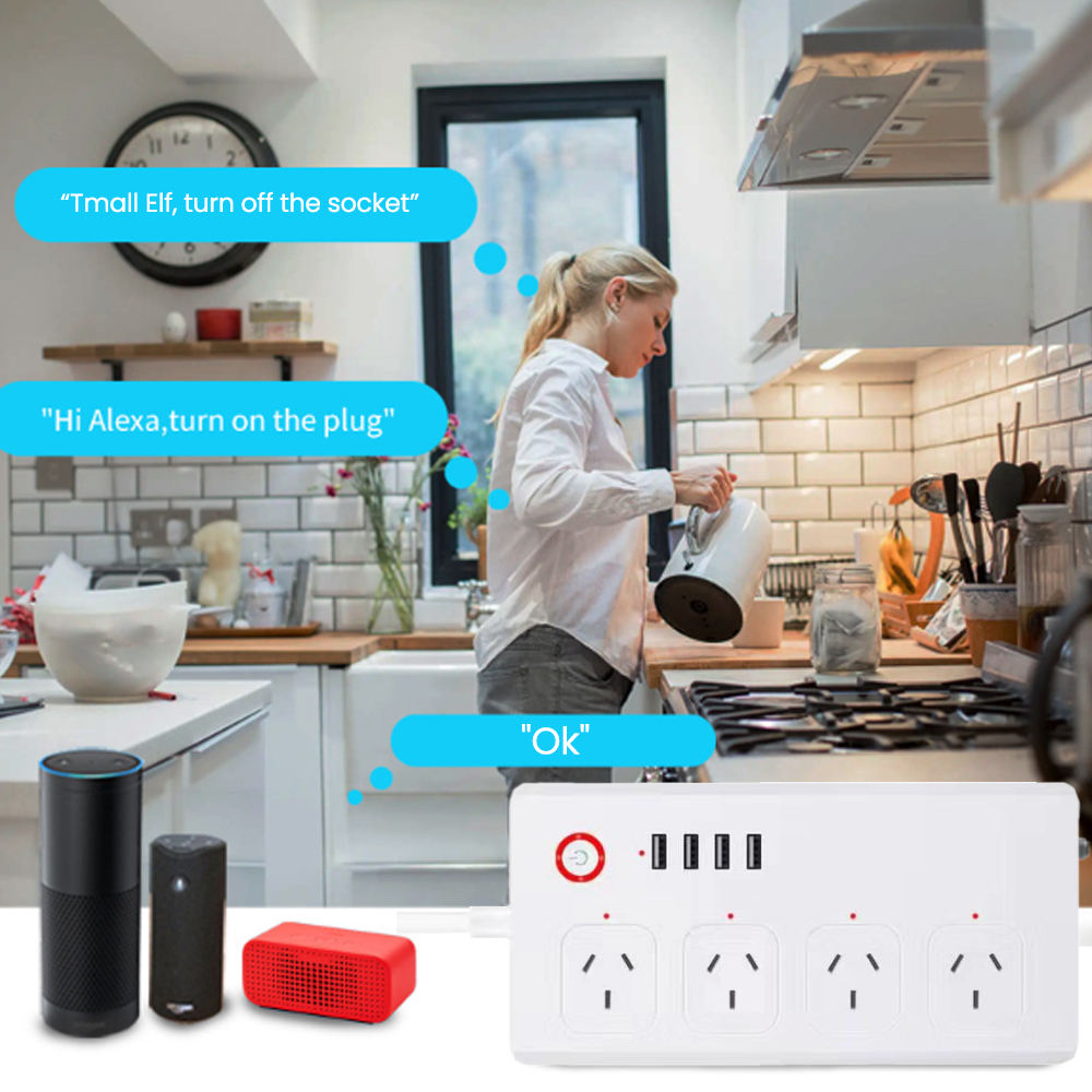HONPNK US Standard Multifunctional Tuya WIF Smart Plug Wifi With Voice Control Wireless Control with 4pcs USB Ports