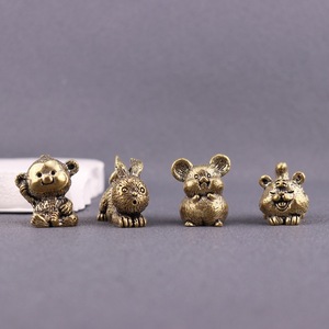 Ensemble complet de figurines du zodiaque en laiton et cuivre : Rat, Bœuf, Tigre, <span class=keywords><strong>Dragon</strong></span>, Serpent, Cheval, Mouton, Singe, Poulet, Cochon, Chien, Lapin - Micro figurines de thé et objets artisanaux - Product Image 6