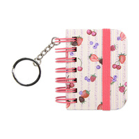 Mini carnet spirale imprimé fruits avec porte-clés et élastique, petit bloc-notes ligné de poche, joli porte-clés, cadeau de papeterie