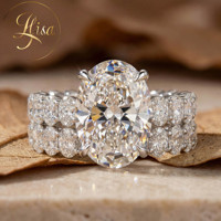 Anillo de Compromiso con Diamante Cultivado en Laboratorio, Corte Ovalado, Certificado por IGI, Anillos de Boda Clásicos para Pareja, Chapados en Oro sobre Plata 925, Personalizados