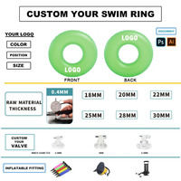Bouée de natation gonflable pour enfants et bébés, avec logo personnalisé OEM, à rayures scintillantes, motifs chien, canard, vache, pour jumeaux, à porter autour du cou