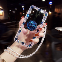 Bling Glitter Diamant Support Strass Transparent Téléphone étui pour iphone 12 13 14 15 16 Plus Pro Max Pour Samsung S 23 24 Ultra