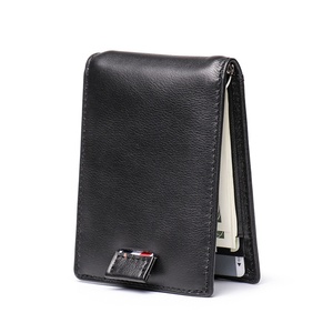 Genuine Leather Luxury Card Holder for Men Fashionable RFID Blocking Draw Out Money Clip with <b>Metal</b> Fastener - Product Image 5