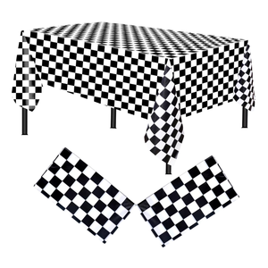 Tovaglia di Plastica a Quadretti Bianca e Nera, Usa e Getta, Rettangolare, Ecologica, per Cene, Feste di Compleanno, Halloween - Product Image 1
