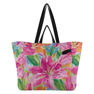 Bolsa de Playa Hawaiana de Lona con Diseño de Flor de Anturio para Mujer, Estilo Hawaiano, para Compras, Playa y Regalos - Product Image 1