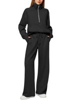 Ensemble de sport pour femmes de haute qualité, doux et agréable pour la peau, avec haut à demi-zip surdimensionné et pantalon