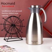 Termo de Acero Inoxidable de Doble Pared con Acabado de Grado 304, Jarra Aislada al Vacío para Agua Caliente, Té y Café, 2L, 5 Años de Garantía