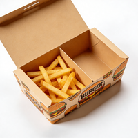 Pochettes pliables personnalisées en carton ondulé biodégradable et écologique avec logo en relief pour frites et burgers à emporter