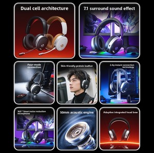 หูฟังเกมมิ่งแบบครอบหู INPHIC H9 พร้อมไมโครโฟนสำหรับการเชื่อมต่อแบบไร้สายและแบบมีสาย ไฟ RGB ระบบตัดเสียงรบกวน - Product Image 4