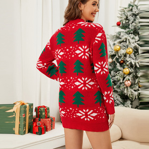 <span class=keywords><strong>Pull</strong></span> de Noël 2025 Nouveau <span class=keywords><strong>Pull</strong></span> de Noël en jacquard à motif d'arbre de Noël Longue <span class=keywords><strong>robe</strong></span> en tricot <span class=keywords><strong>rouge</strong></span> - Product Image 4