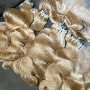 Venta al por mayor doble dibujado crudo vietnamita virgen cutícula alineada doble dibujado camboyano crudo 613 paquetes de cabello rubio - Product Image 2