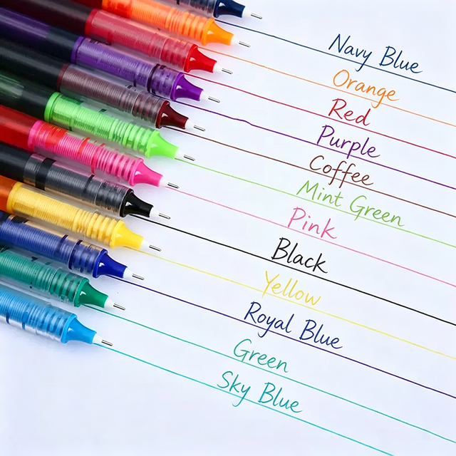Multi-Color Straight Liquid Roller Pen 0.5mm Fine Point Visible Ink Window Straight Liquid Pen Quick Dry Journal Marker Pen
