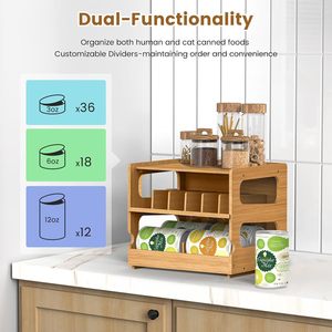 Étagère de rangement pour aliments en conserve, organisateur de bureau en bambou à double couche pour la cuisine et le stockage d'aliments pour animaux de compagnie - Product Image 3