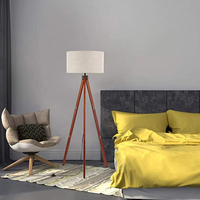 Lampe sur pied en bois de style rétro avec abat-jour en tissu LED, intensité réglable, E27, pour salon, chambre à coucher, décoration de la maison