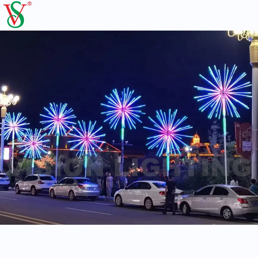 Outdoor Led Christmas Decoration 12V RGB Fireworks Tree Motif Light for Street