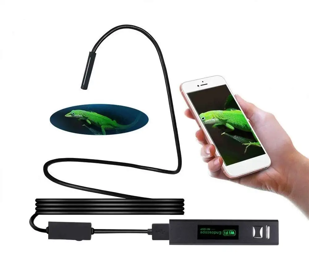 Portable IP68 Waterproof Mini HD 1200P WIFI Wireless Endoscope 8MM Lens Snake Scope Camera with Long Cable Line