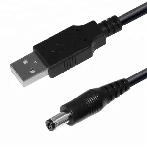 5V 2A 1M Black 20AWG USB A Male to DC 5525 DC Barrel Jack 充电器电源线