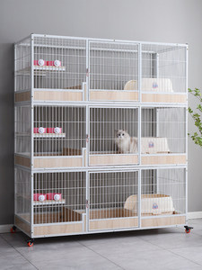 Grande cage d'élevage modulaire <span class=keywords><strong>en</strong></span> bois massif pour chats, 1, 2 ou 3 niveaux, empilable, pour chateries, hôtels pour animaux et pensionnements - Product Image 4