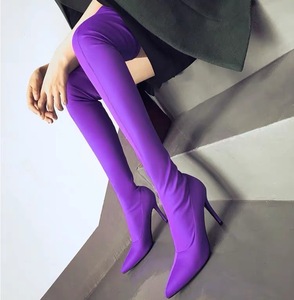 Botas Largas Elastic Material Large Size Stiletto Heel MOQ 1 Pair Long Thigh Over the <b>Knee</b> <b>High</b> Boots for Women - Product Image 1