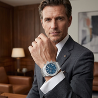 Montre à quartz pour homme de haute qualité avec logo personnalisé en acier inoxydable, chronographe, boîtier de 42 mm, verre résistant à l'eau 5 BAR, aiguilles lumineuses