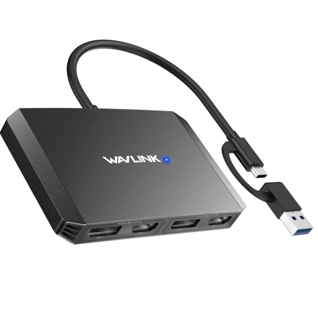 Explosive Models WAVLINK WL-UG69DH2 Dual Monitor USB+Type-C to Dual 4K HD Display Port Adapter Splitter