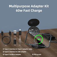 6 en 1 Multiport Multifunción Usb C Kit de carga y cable de datos 60W Adaptador de teléfono de carga rápida Kit de cable de carga para Iphone