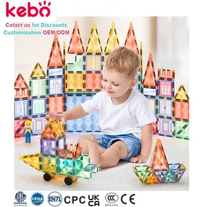 KEBO 100PCS磁性积木像钻石CPC教育3D磁性瓷砖DIY男孩和女孩发光明亮