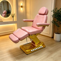 Lit de massage chauffant de luxe pour salon de beauté, extra large, base en acier inoxydable doré, lit de beauté électrique pour spa, table de massage