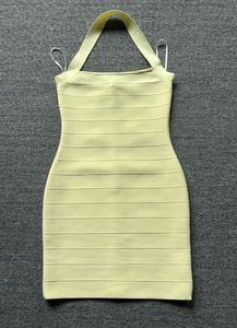 SB3883 Abito Aderente Senza Maniche con Collo Halter per Donna, Vestito Estivo Sexy e Audace con Schiena Scoperta, Mini Abito Tinta Unita per Feste e Serate - Product Image 6