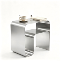 Table d'appoint/bout de canapé moderne minimaliste Bauhaus en acier avec compartiment de rangement intégré pour magazines, idéale pour salon, canapé ou chambre à coucher