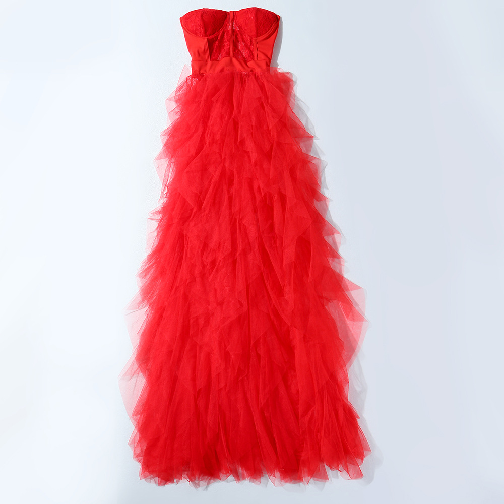 Woman Dress Sexy Lace Flower Fashion Vestido Women Dress 2022 Lady Party See-through Tulle Evening Dresses