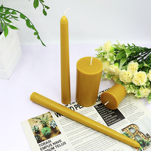 Velas Cónicas de Cera de Abeja Amarillas Sin Humo Sin Aroma para Actividades Religiosas y Decoración del Hogar Uso en Interiores - Product Image 3