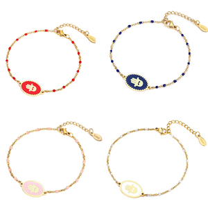 Yeni varış türk Qings bayan paslanmaz çelik takı ayarlanabilir kırmızı altın kaplama nazar mavi göz bilezik - Product Image 4