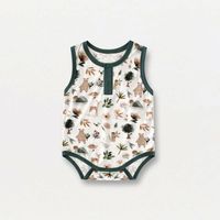 Baju Bayi Baru Lahir Serat Bambu, Romper Tanpa Lengan Tipis Musim Panas, Pakaian Bayi Bambu