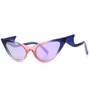 New <span class=keywords><strong>Vogue</strong></span> Brillante Fluorescente Colorido <span class=keywords><strong>Y2K</strong></span> Hip Hop Punk Gafas de sol Uv400 Diseño único Marco pequeño Ojo de gato Gafas de sol Patas onduladas - Product Image 5