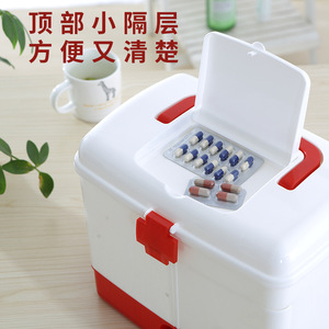 Boîte à médicaments domestique, trousse de premiers secours, 28x21x23.5cm, boîte de rangement en plastique multicouche, Portable pour utilisation dans la salle de bain - Product Image 3