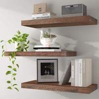 Étagère murale flottante à double niveau en bois et métal, idéale pour les chambres, les salons et les salles de bain – Meilleure vente