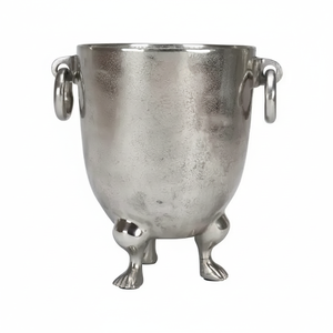 Seau à glace à champagne de finition argentée en aluminium de refroidisseur de vin de conception unique avec la poignée et le refroidisseur à pied de vin - Product Image 1