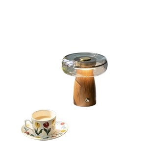 Lámpara de mesa de madera y vidrio E27 LED, luz nocturna que cuida la vista, para dormitorio, sala de estar, uso decorativo - Product Image 5