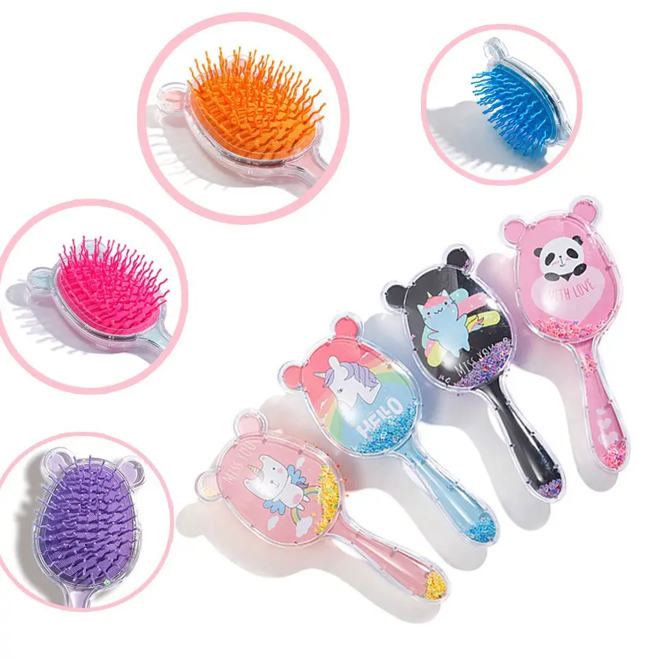 Pettini trasparenti in plastica di vendita caldi per bambini pettini con stampa animalier carini per la crescita dei capelli pettini con cuscino d'aria all'ingrosso