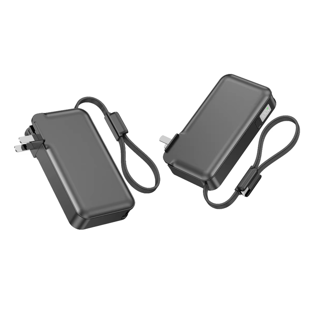 WT - 28AT AC All in One Portable Battery Pack, Power Bank with Built in USB C Cable 10,000mAh Wall Charger Power Bank