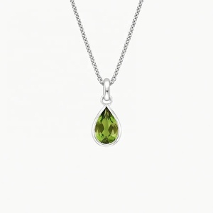Nuevas llegadas: Collar de joyería fina de plata de ley 925 con colgante solitario de diamante talla pera con bisel y dije de piedra de nacimiento - Product Image 5