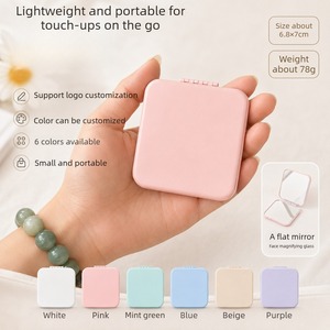 Customized color printable LOGO portable folding makeup mirror with double-sided <b>pocket</b> small mirror makeup mirror - Product Image 2