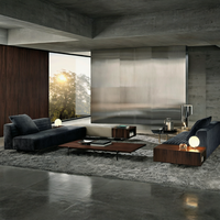 Canapé modulaire en cuir véritable Roger de style minimaliste italien, en forme de L, pour villa, grand salon, meubles de maison